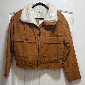 Women's Tan Jacket with Sherpa Collar